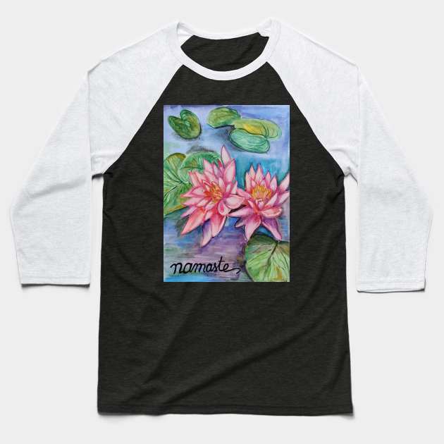 Namaste lotus flower in watercolors Baseball T-Shirt by Ala Lopatniov